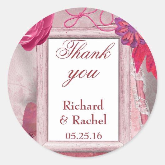 Sticker Rond Joli Merci violet (Devant)