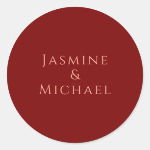 Sticker Rond Joli Minimaliste Deep Red & Peach Propre Nom