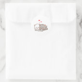 Sticker Rond Joli Mochi Peach Chat livre de lecture (Sac)