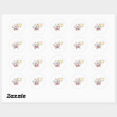 Sticker Rond Joli Mochi Peach Chat livre de lecture (Feuille)