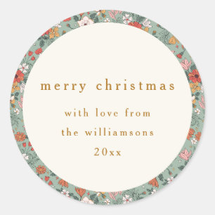 Sticker Rond Joli modèle de Noël personnalisé avec une touche d