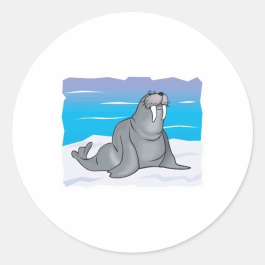 Sticker Rond joli morse heureux (Devant)