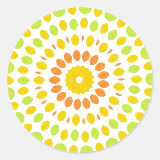 Sticker Rond Joli motif dans les couleurs d'agrumes (Devant)