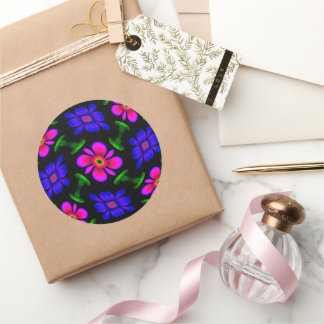 Sticker Rond Joli Motif de fleurs roses