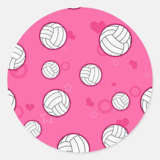 Sticker Rond Joli Motif de volley-ball rose (Devant)