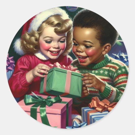 Sticker Rond Joli Noël à l'ancienne et bonne année (Devant)