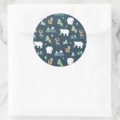 Sticker Rond Joli Noël Animaux d'hiver Motif rustique (Sac)