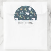 Sticker Rond Joli Noël Animaux d'hiver Motif rustique (Sac)