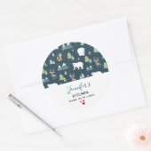 Sticker Rond Joli Noël Animaux d'hiver Rustique Cuisine (Enveloppe)