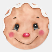 Sticker Rond Joli Noël Aquarelle Couleur Gingerbread Visage (Devant)
