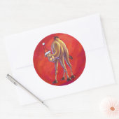 Sticker Rond Joli Noël Camel En Rouge (Enveloppe)
