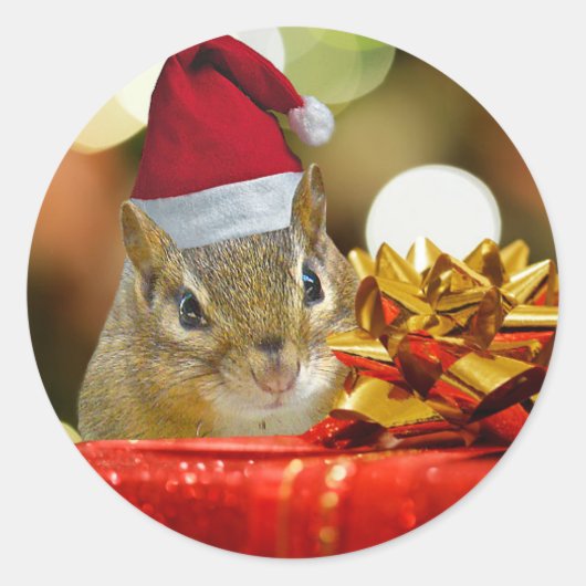 Sticker Rond Joli Noël Chipmunk (Devant)