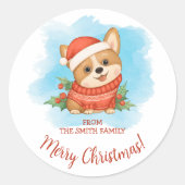 Sticker Rond Joli Noël Corgi (Devant)