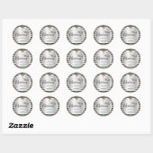 Sticker Rond Joli Noël Design Argent avec Mistletoe (Feuille)
