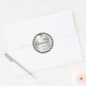 Sticker Rond Joli Noël Design Argent avec Mistletoe (Enveloppe)