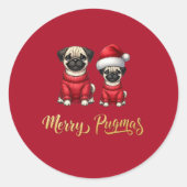 Sticker Rond Joli Noël Fête de Noël Joyeux Pugmas (Devant)
