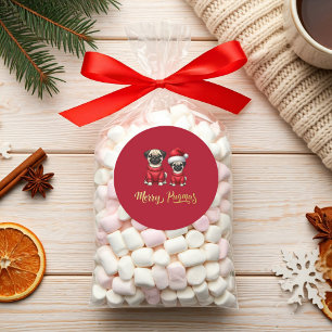 Sticker Rond Joli Noël Fête de Noël Joyeux Pugmas