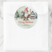 Sticker Rond Joli Noël gnome scandinave avec cadeaux (Sac)