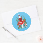 Sticker Rond Joli Noël Père Noël sur Magic Champignons Whimsica (Enveloppe)