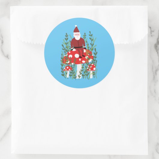 Sticker Rond Joli Noël Père Noël sur Magic Champignons Whimsica (Sac)