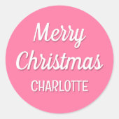 Sticker Rond Joli Noël Personnalisé Enfants Nom Typographie Ros (Devant)