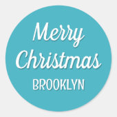 Sticker Rond Joli Noël Personnalisé Enfants Nom Typographie Tur (Devant)