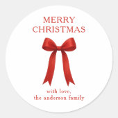Sticker Rond Joli Noël Rouge Bow (Devant)