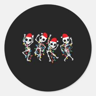 Sticker Rond Joli Noël Skeleton Danser Noël Tee Light Men