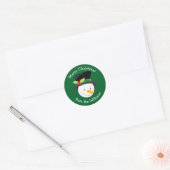 Sticker Rond Joli Noël Snowman Custom Green De Cadeau (Enveloppe)