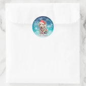 Sticker Rond Joli Noël Souhaitez Joyeuses Vacances Chien Animau (Sac)