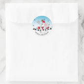 Sticker Rond Joli Noël Souris Souris Snowflakes (Sac)