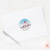 Sticker Rond Joli Noël Souris Souris Snowflakes (Enveloppe)