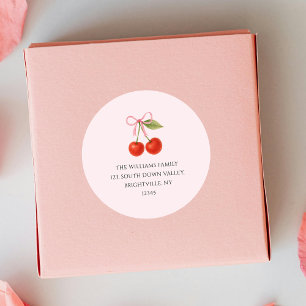 Sticker Rond Joli nœud papillon Cerise Coquette adresse de reto