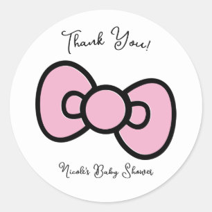 Sticker Rond Joli Nœud Rose Fantaisie Baby Shower Fête d'Annive