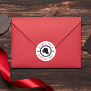 Sticker Rond Joli Noir Rouge Et Blanc Santa Claus Atelier Sceau