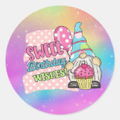 Sticker Rond joli nome d'anniversaire mignon (Devant)