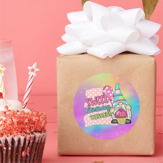 Sticker Rond joli nome d'anniversaire mignon (Fête)