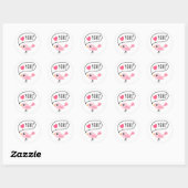 Sticker Rond Joli oiseau rose que j'aime (coeur) vous dessin an (Feuille)