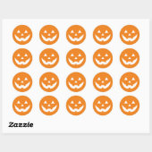 Sticker Rond Joli orange blanc Jack-o'-lantern citrouille Hallo (Feuille)