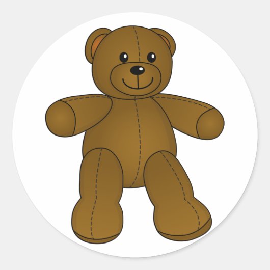 Sticker Rond Joli ours brun en peluche (Devant)
