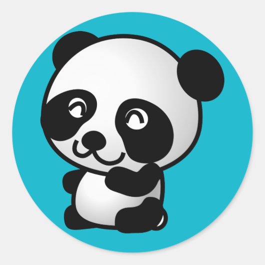 Sticker Rond Joli ours de panda blanc et noir (Devant)