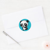 Sticker Rond Joli ours de panda blanc et noir (Enveloppe)