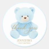 Sticker Rond Joli Ours en Peluche Bleu Merci (Devant)