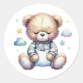 Sticker Rond joli ours en peluche endormi (Devant)