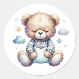 Sticker Rond joli ours en peluche endormi