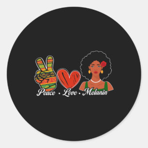 Sticker Rond Joli Paix Amour Mélanine Mois de l'histoire des No