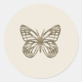 Sticker Rond Joli Papillon Doré (Devant)