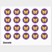 Sticker Rond Joli papillon en jaune (Feuille)
