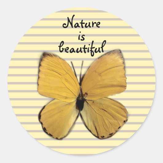 Sticker Rond Joli papillon jaune (Devant)
