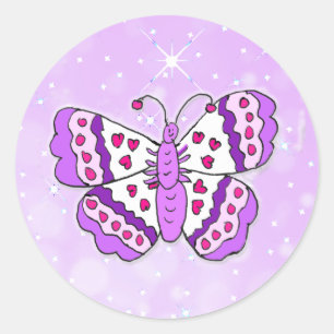 Sticker Rond Joli Papillon pourpre